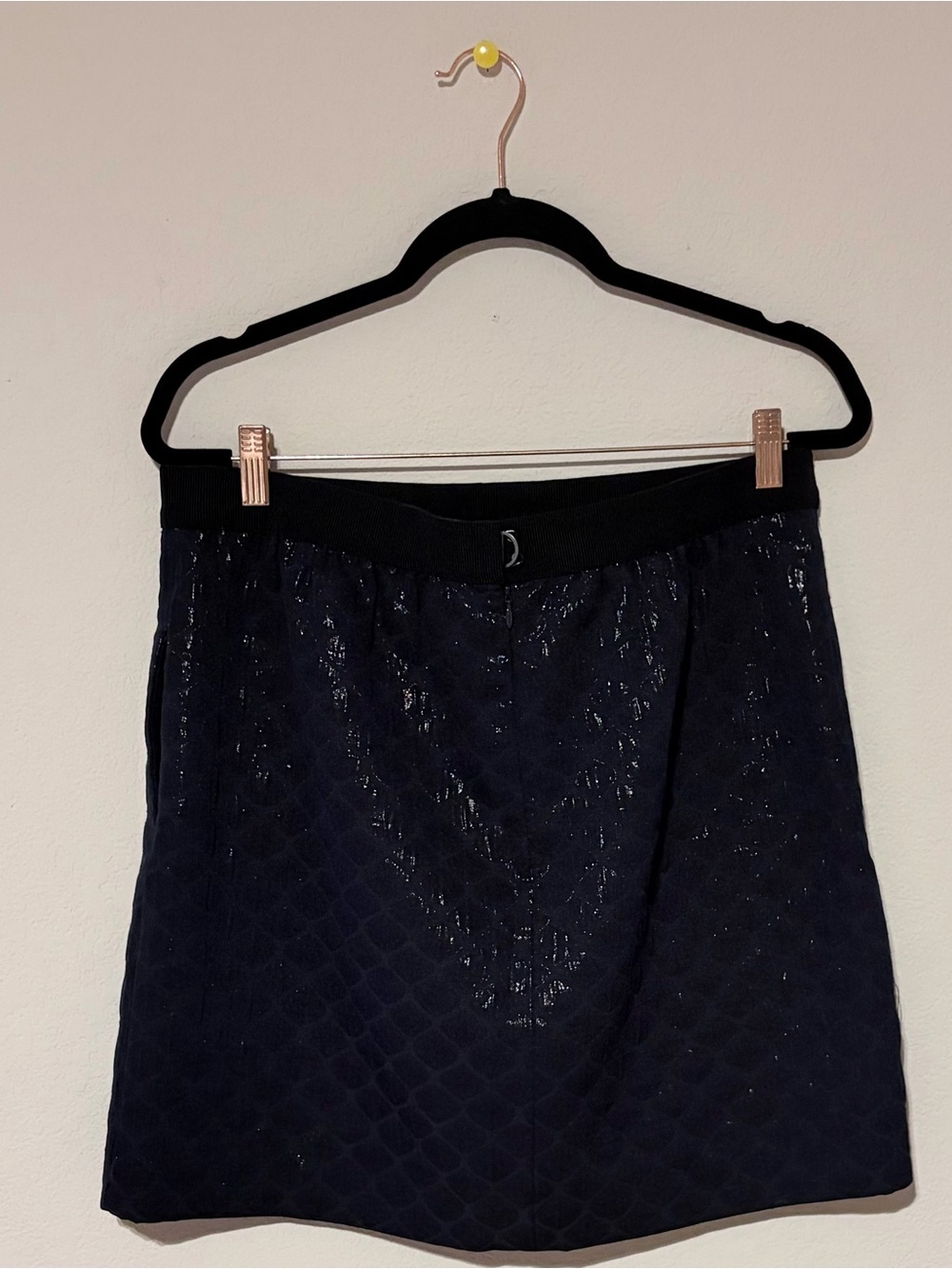 LOFT Navy Blue Shimmery Metallic Textured Mini Skirt
